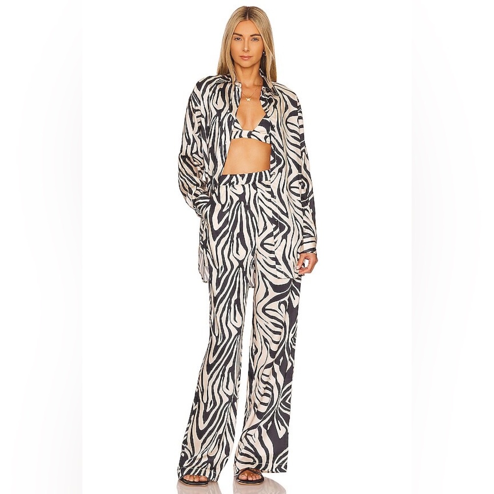 NWT Ronny Kobo Kia High Rise Zebra Print Black & White Pants XS 0 $358 HTF